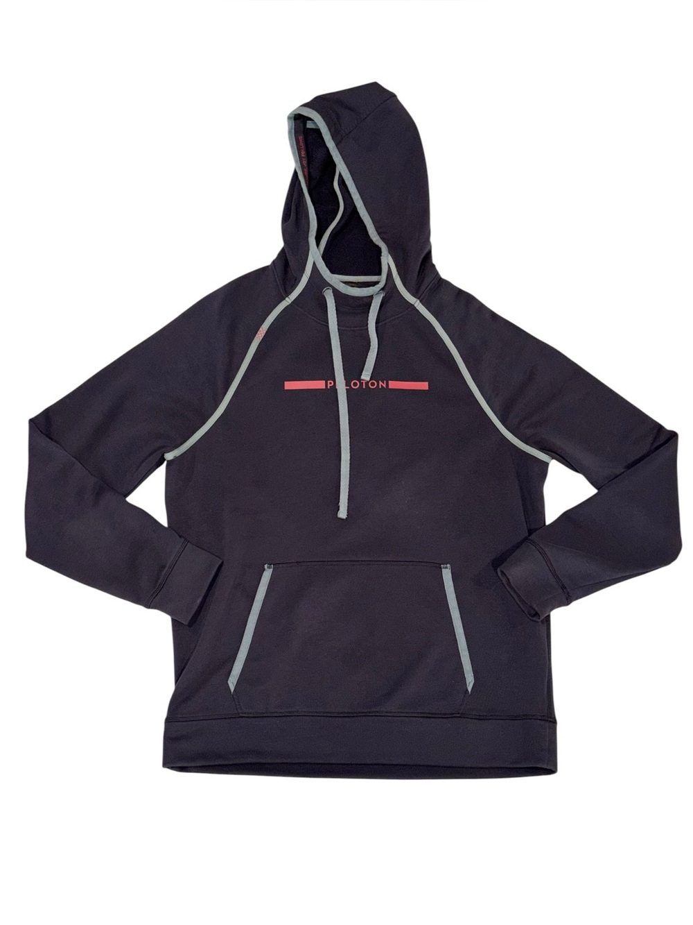 RHONE Peloton Hoodie Blue Performance Pullover Sweatshirt Pink Logo Sz L